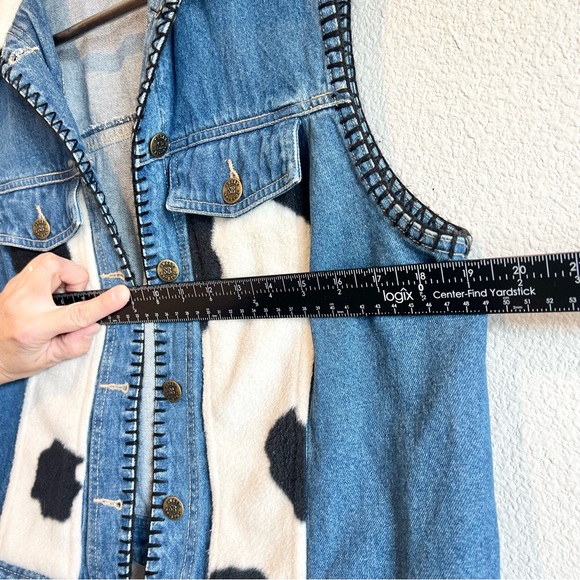 Susan Bristol Denim Vest Cow Fleece Medium Rodeo Westernwear Texas Casual EUC - Picture 6 of 8